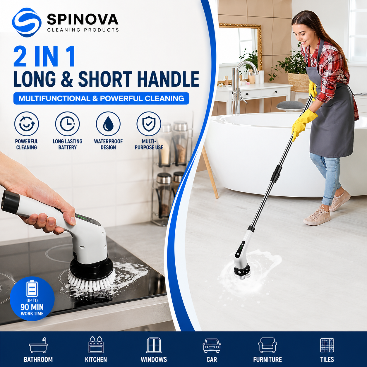 Spinova Cordless 8 in 1 Electric Spin Scrubber